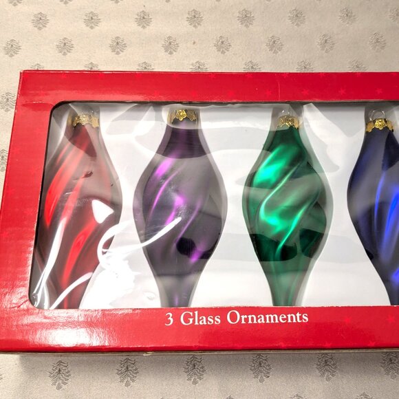 New! 2 Packages of Swirled Glass Ornaments from Bradlees - Picture 2 of 2